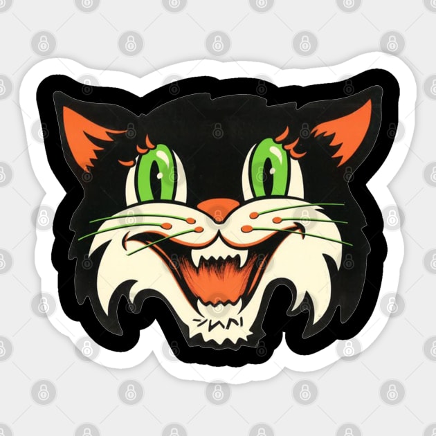 Black Cat Sticker by retrorockit